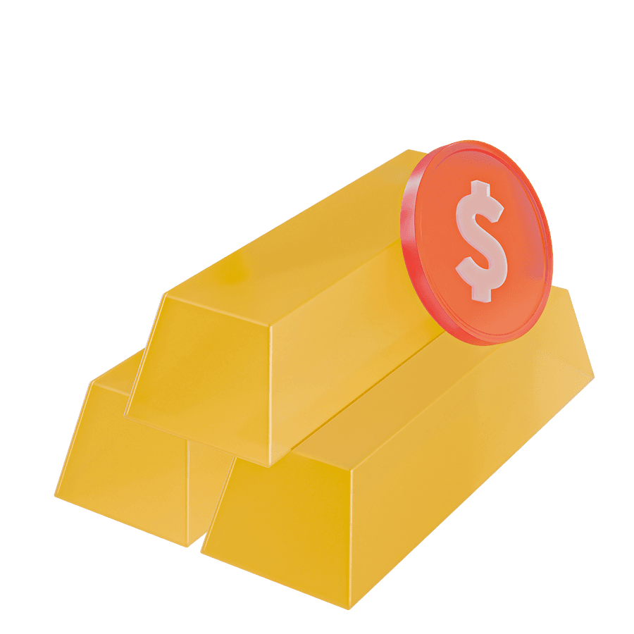 gold bars and a dollar sign